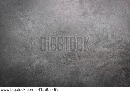 Vintage Textured Gray Stucco Wall Background With Scratches, Scuffs And Stains. Abstract Plaster Bac