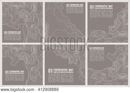 Geographic Mountain Topography Vector Illustration. Topographic Pattern Texture. Map On Land Vector 