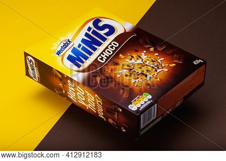 Prague,czech Republic - 15 February 2021: Weetabix A Wholewheat Breakfast Biscuit Produced In The Uk