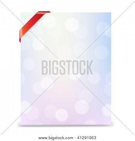 Banner com fita vermelha e Bokeh isolado no fundo branco
