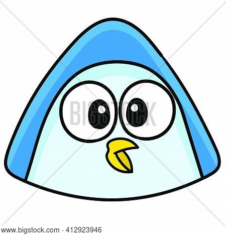 Cute Bird Emoticon With Gawking Expression, Doodle Icon Image. Cartoon Caharacter Cute Doodle Draw