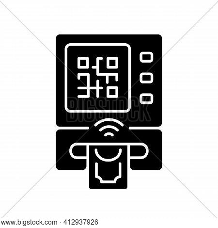 Cardless Atm Black Glyph Icon. Cardless Withdrawals Give Opportunity To Establish Your Identity With