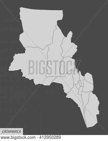 The Catamarca Province Isolated Map Divided In Departments, Argentina