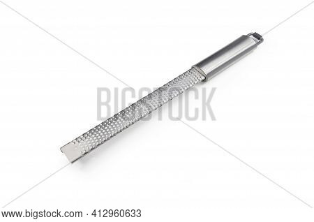 Stainless Steel Fine Grater Isolated On White Background.