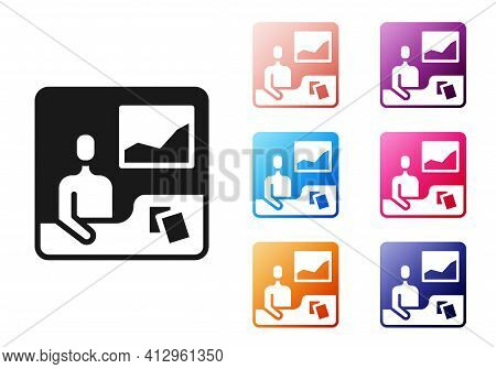 Black Trading Courses Icon Isolated On White Background. Distance Learning Finance Management, Buyin