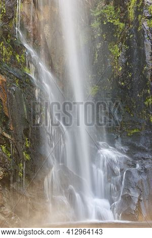 Waterfall Detail In Galicia, Fervenza De Toxa. Ribeira Sacra. Spain
