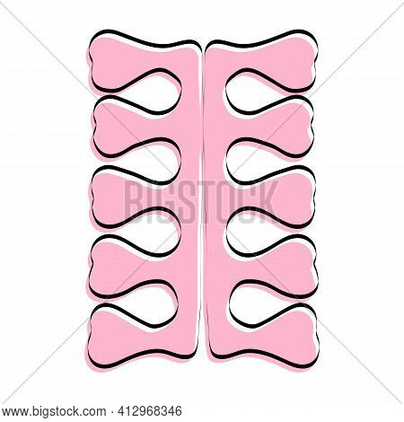 Accessories For Manicure.
Dividers For Pedicure. Vector Illustration.