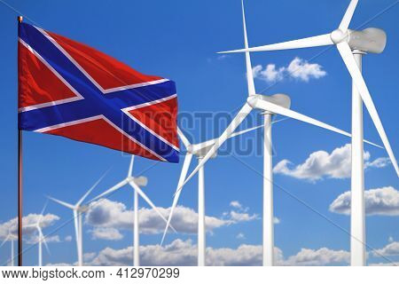 Novorossia Alternative Energy, Wind Energy Industrial Concept With Windmills And Flag - Alternative 