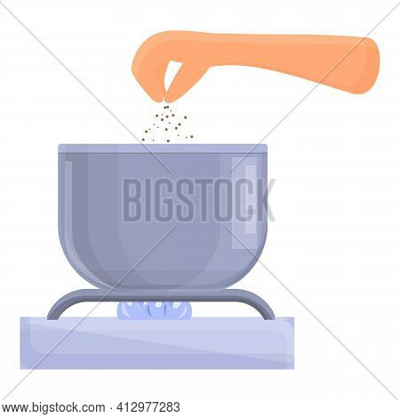 Salting Soup Pan Icon. Cartoon Of Salting Soup Pan Vector Icon For Web Design Isolated On White Back