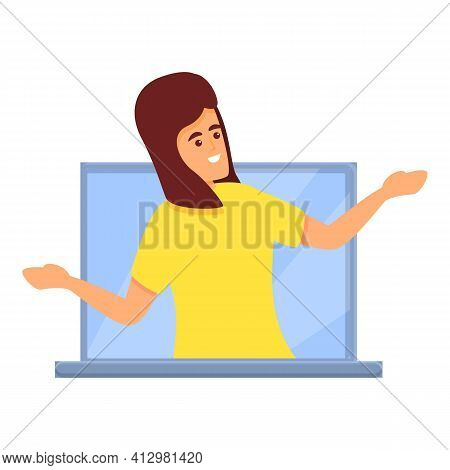 Laptop Personal Assistant Icon. Cartoon Of Laptop Personal Assistant Vector Icon For Web Design Isol