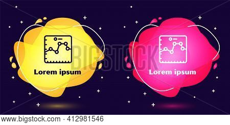 Set Line Browser With Stocks Market Growth Graphs And Money Icon Isolated On Blue Background. Monito
