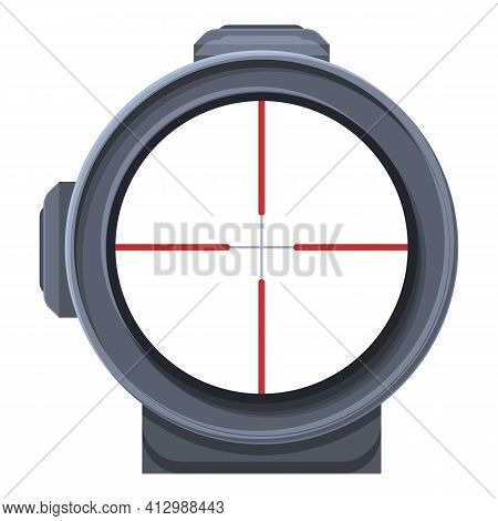 Telescopic Sight Gun Icon. Cartoon Of Telescopic Sight Gun Vector Icon For Web Design Isolated On Wh