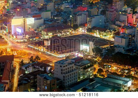 Saigon panorama of the city at night