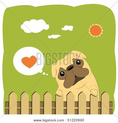 Cute Pug dog cartoon illustration