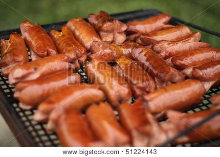 Sausages On A Grill