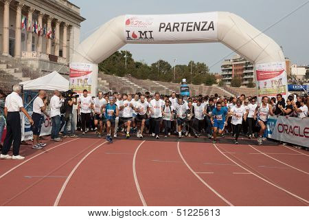 People at the Innovation Running in Milan, Italy
