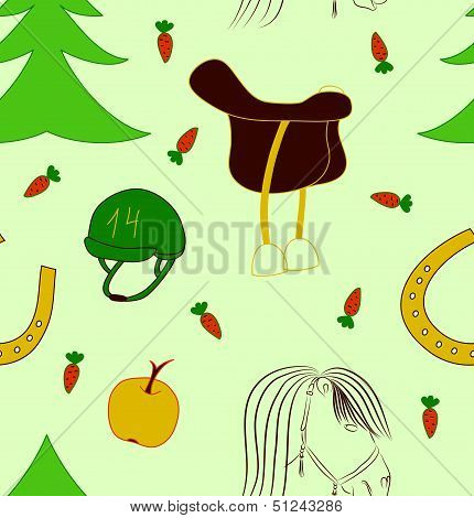 Hand draw abstract horse new year seamless pattern