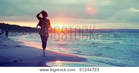 Seashore sunset walk