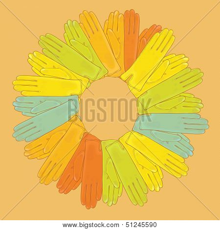 Set of colored gloves