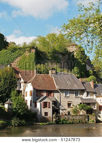 Segur Le Chateau Village And Auvezere River, France