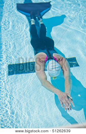 Female Freediver In Pool