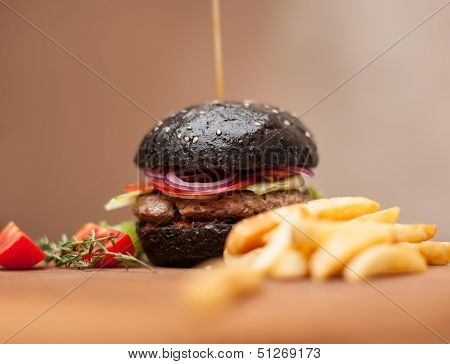 Black Hamburger With Squid Ink