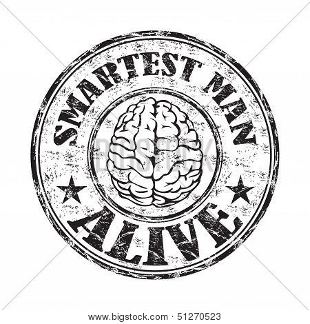 Smartest man alive rubber stamp