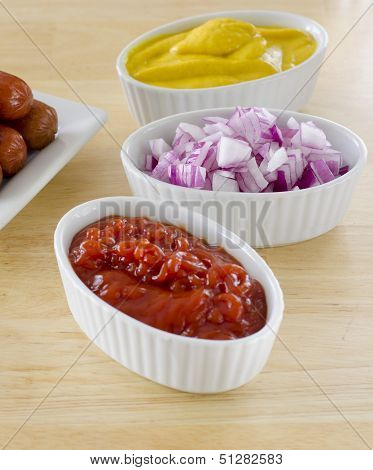 condiments ketchup onion mustard