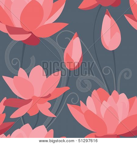 Red lotus seamless background