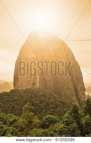 Evening View Of Sugarloaf Mountain Rio De Janerio Brazil