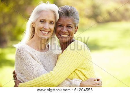 Portrait Of Two Mature Female Friends Hugging