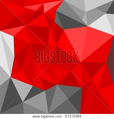Grey and red triangle vector background or seamless pattern. Flat black, red and grey surface