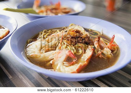 Hokkien Soup Prawn Noodles Closeup