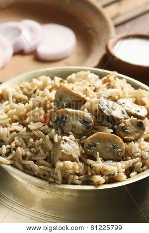 Mushroom Biryani - A vegetarian Biryani from India