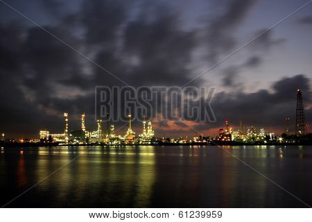 Oil Refinery At Twilight