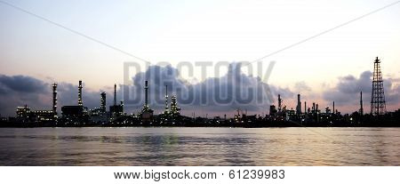 Oil Refinery At Twilight