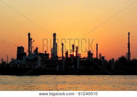 Oil Refinery At Sunrise