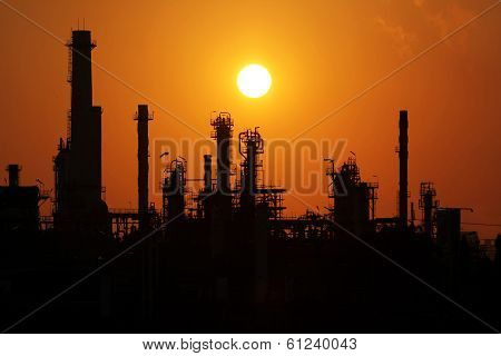 Oil Refinery At Sunrise