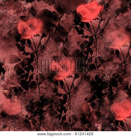 Floral composition with scarlet roses
