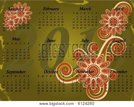 Vektor illustration af kalender med blomstermotiver baggrund