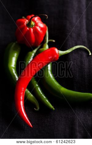 Red And Green Chili Peppers