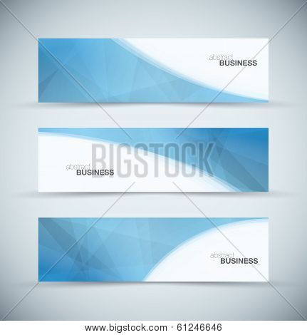 Three abstract blue business header banners vector