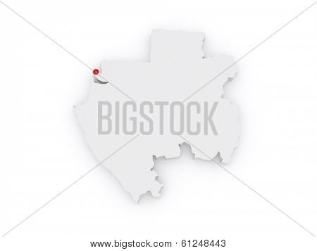 Map of Gabon. 3d