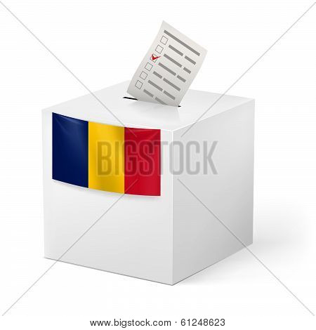 Ballot box with voting paper. Romania