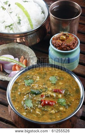Palak tuvar dal with rice from India