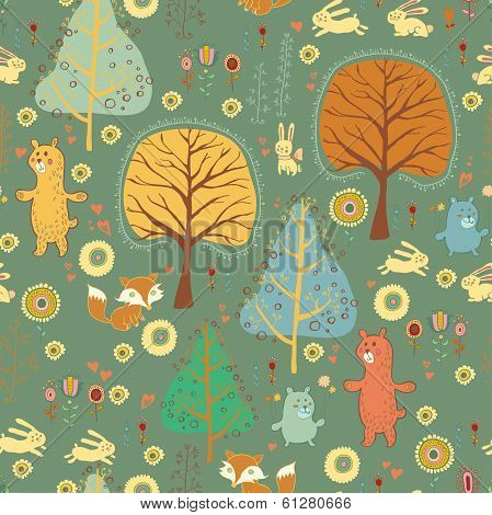 Seamless Pattern  In Childish Cartoon Style