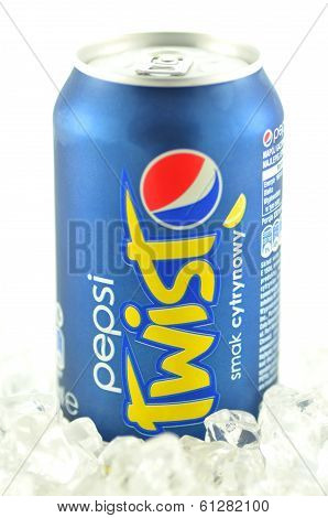 Pepsi Twist drink in a can isolated on white background