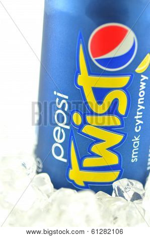 Pepsi Twist drink in a can isolated on white background