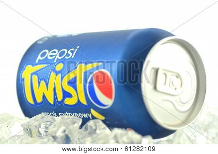 Pepsi Twist drink in a can isolated on white background
