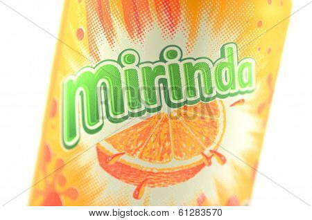 Mirinda drink in a can isolated on white background